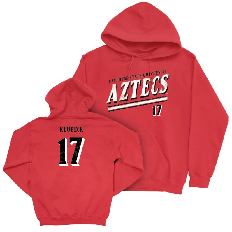 Fleece Hoodies-SDSU Baseball Red Slant Hoodie  - AJ Klubeck