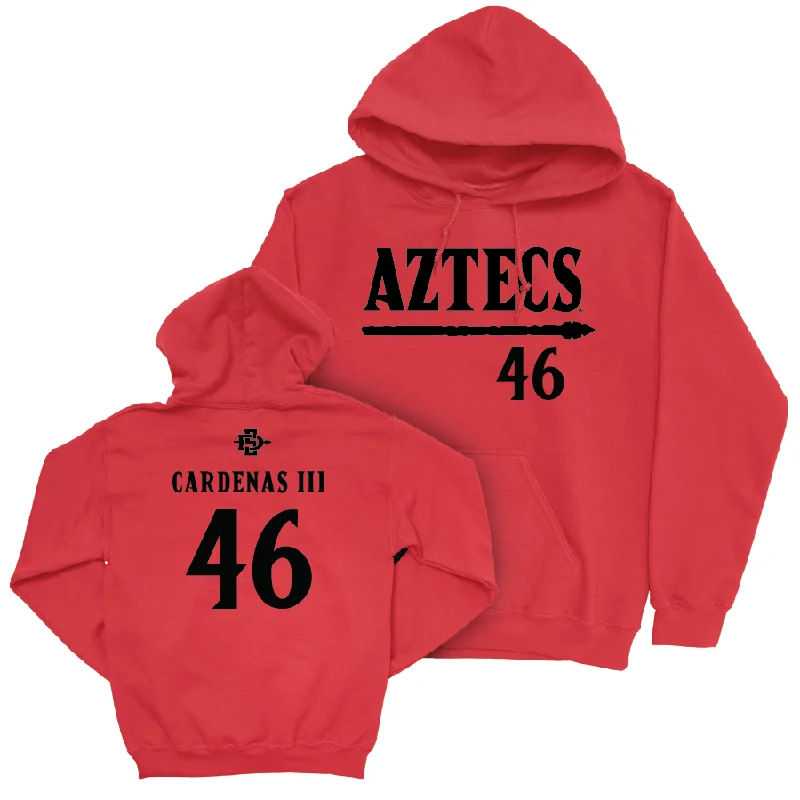 Sports Hoodies-SDSU Baseball Red Staple Hoodie - Xavier Cardenas III #46