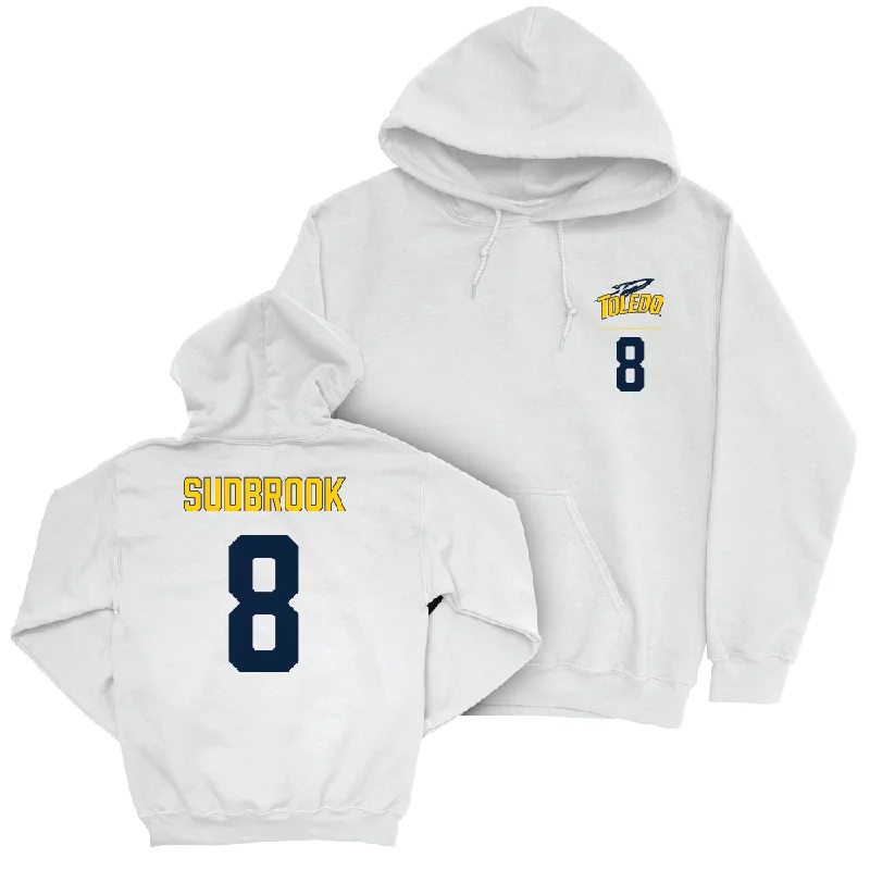 Eco-Friendly Pullover Hoodies-Toledo Baseball White Logo Hoodie - Troy Sudbrook | #8