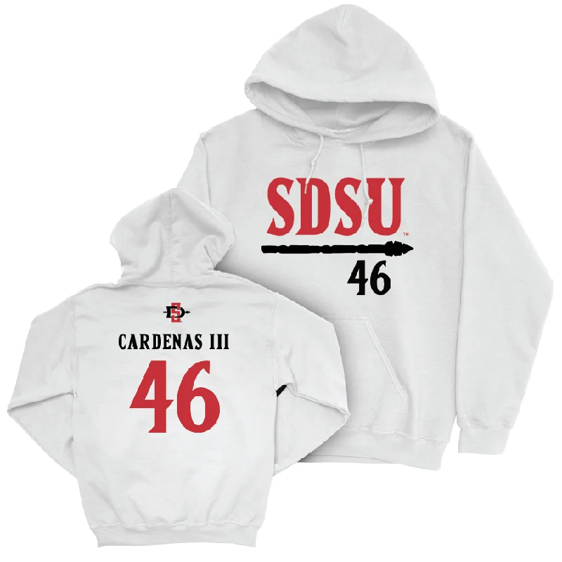 Sweatshirt Hoodies-SDSU Baseball White Staple Hoodie - Xavier Cardenas III #46