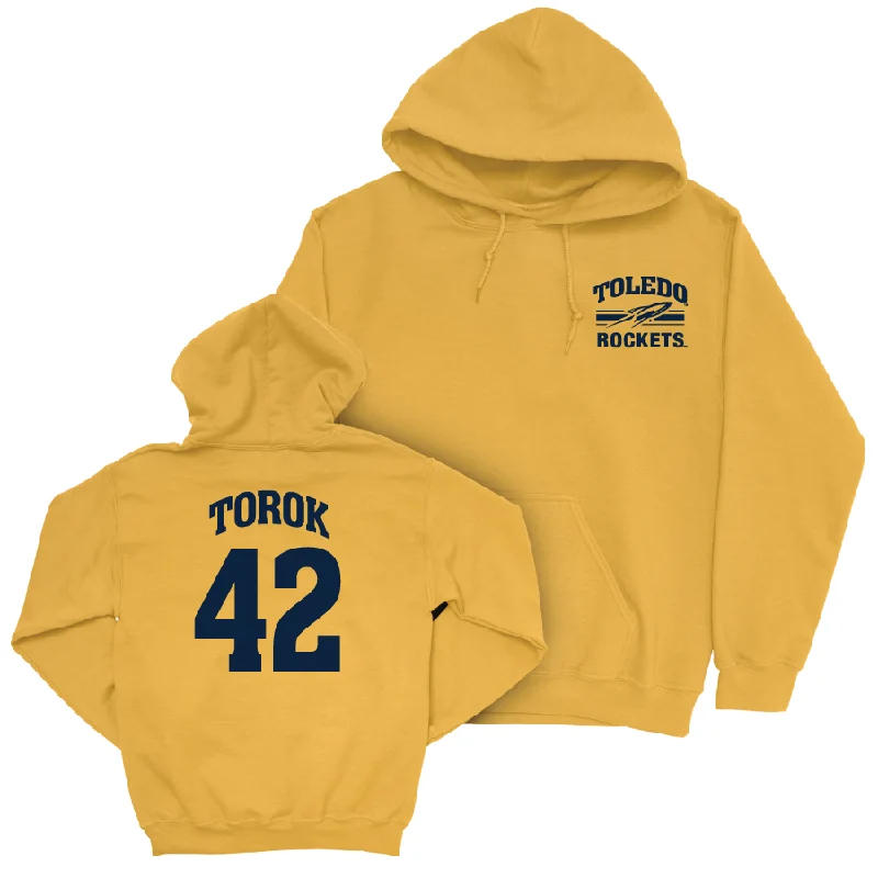 Graphic Print Hoodie For Women-Toledo Baseball Navy Script Hoodie  - Ryan Torok