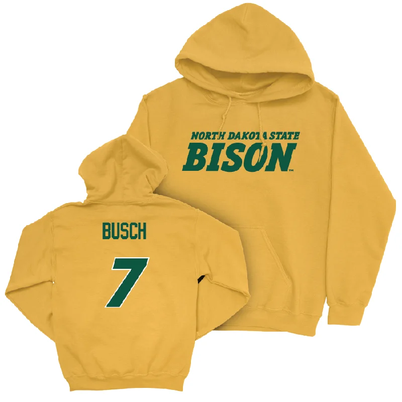 Stylish Pullover Sweat Hoodies-Gold Baseball Bison Hoodie - Will Busch