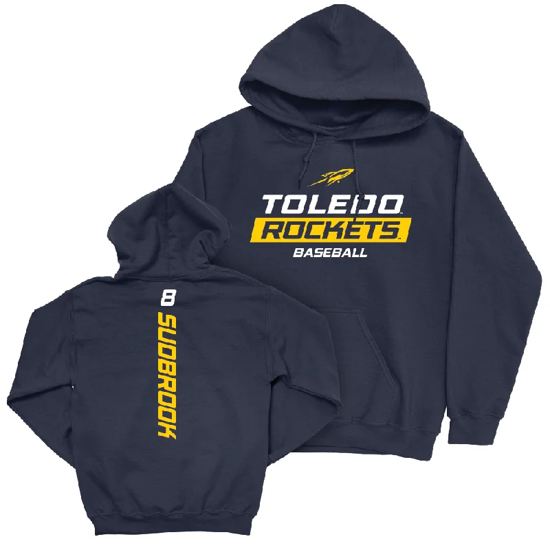 Modern Fit Hoodies-Toledo Baseball Navy Rush Hoodie - Troy Sudbrook | #8