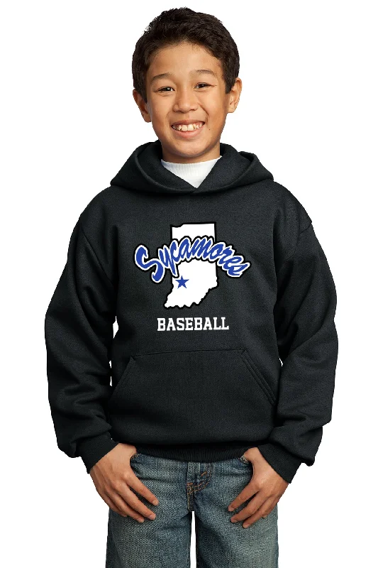 Cozy Fleece Pullover Hoodies-Port & Company® Youth Sycamores Baseball Core Fleece Hooded Sweatshirt