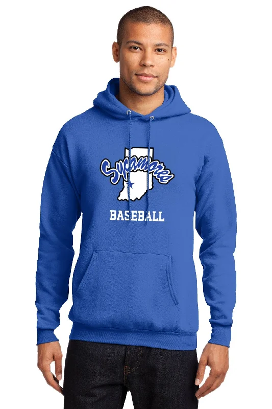 Everyday Wear Hoodies-Port & Company® Sycamores Baseball Essential Fleece Hooded Sweatshirt