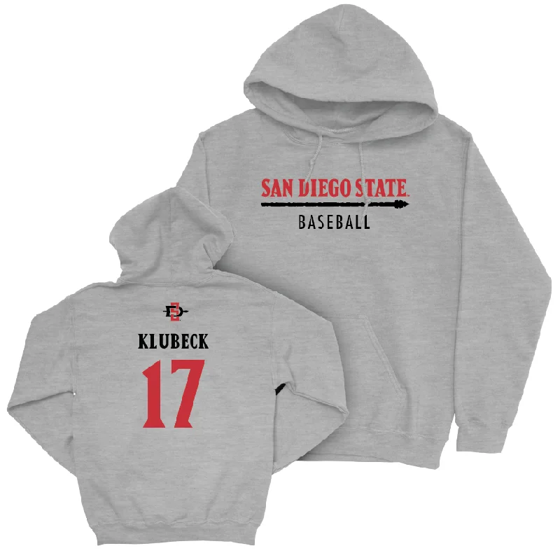 Cotton Hoodies-SDSU Baseball Sport Grey Classic Hoodie  - AJ Klubeck