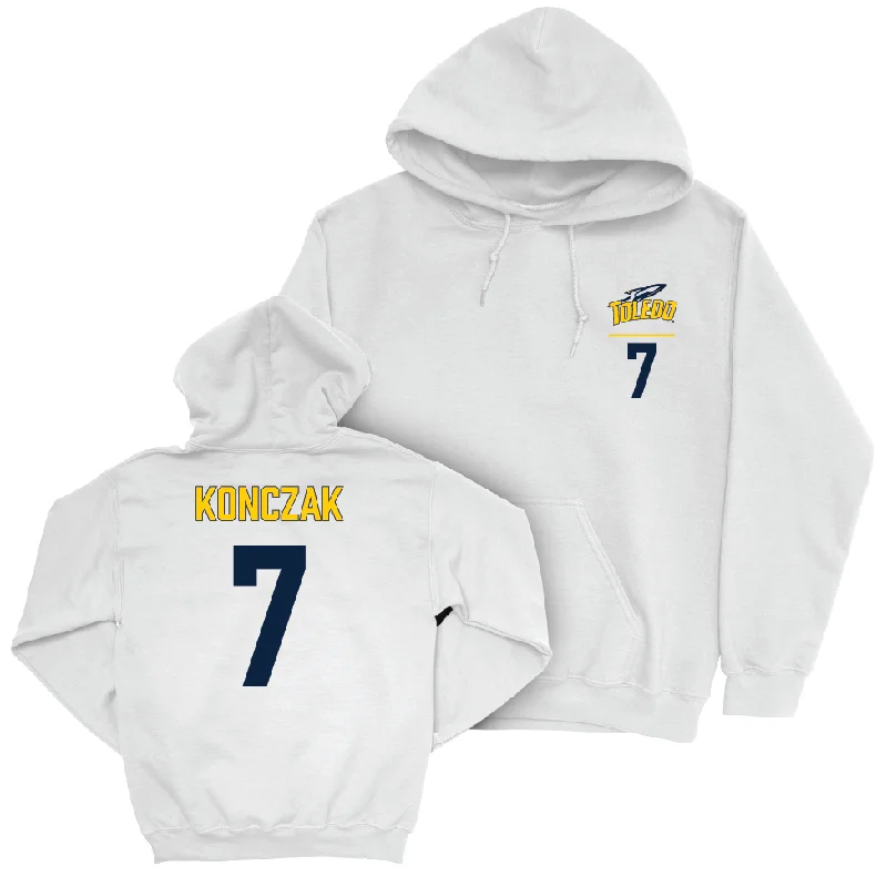 Hoodie For Traveling-Toledo Baseball White Logo Hoodie - Caden Konczak | #7