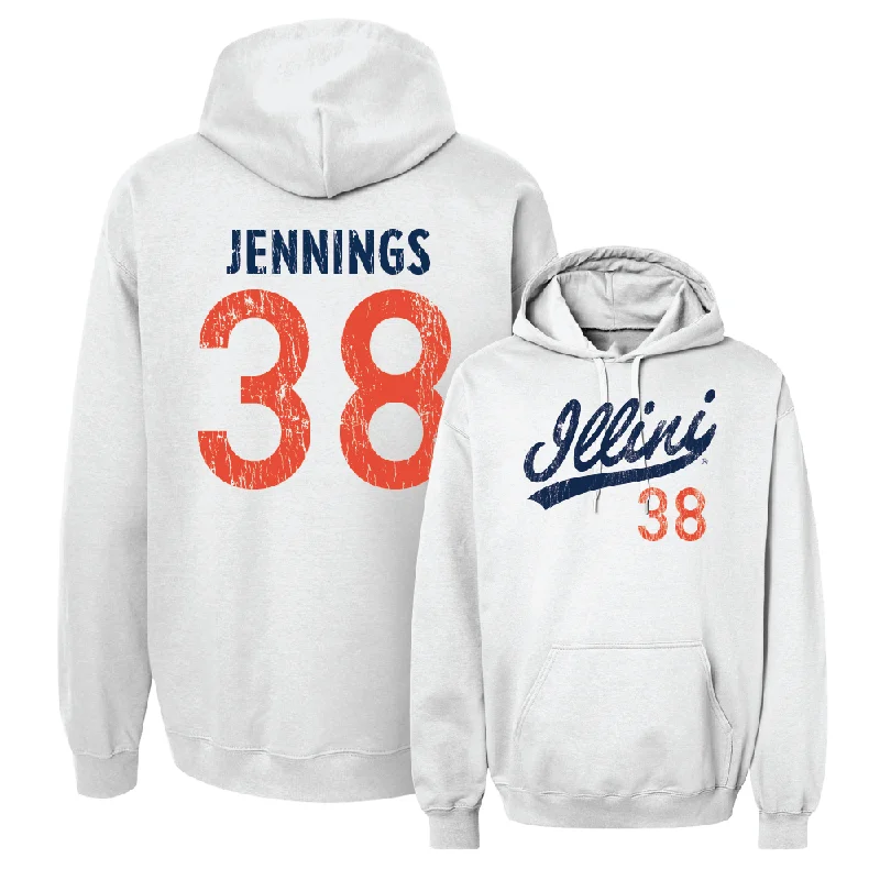 Hoodie With Front Pocket-White Script Hoodie  - Collin Jennings