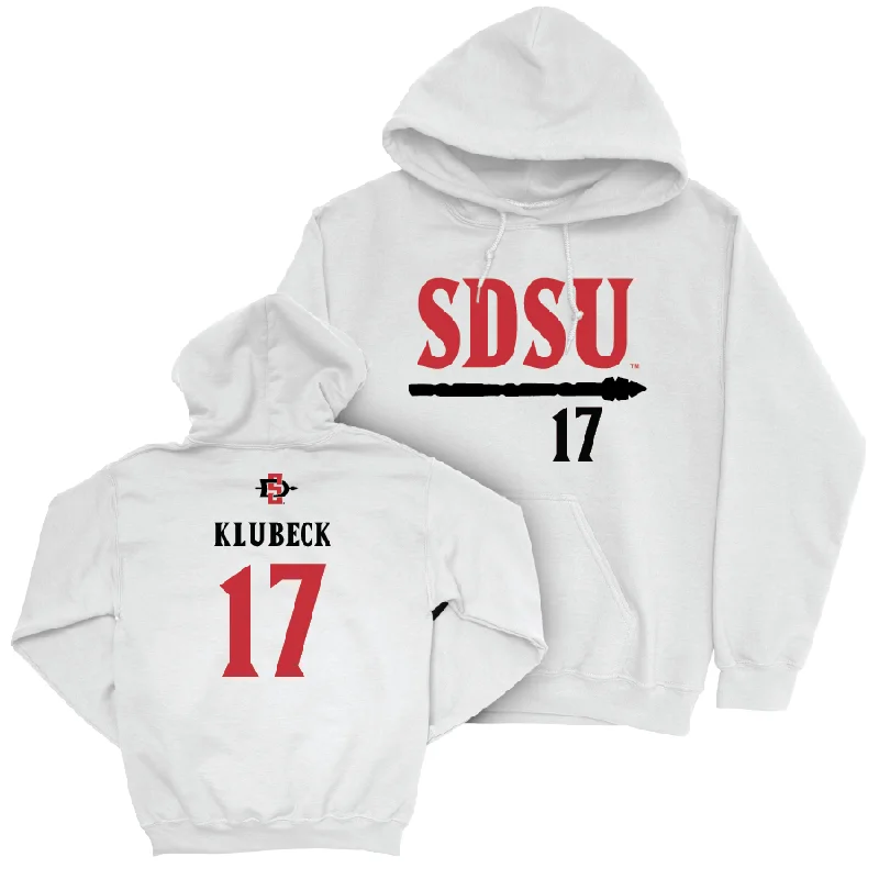 Custom Hoodies-SDSU Baseball White Staple Hoodie  - AJ Klubeck