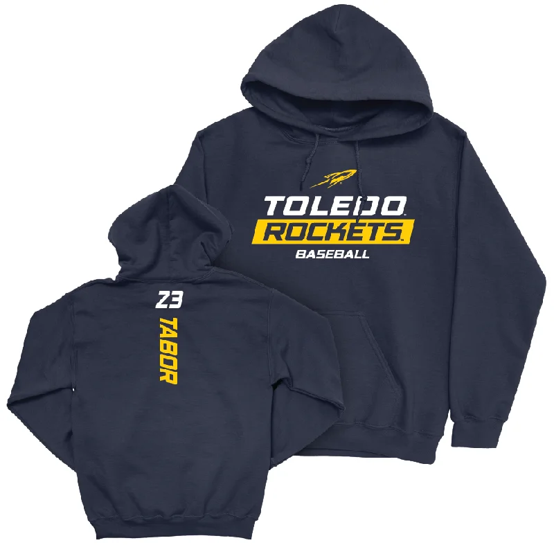 Casual Pullover Sweat Hoodies-Toledo Baseball Navy Rush Hoodie - Jacob Tabor | #23