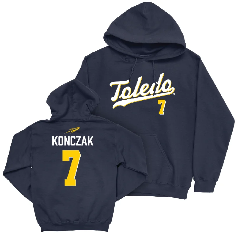 Eco-Conscious Hoodies-Toledo Baseball Navy Script Hoodie - Caden Konczak | #7