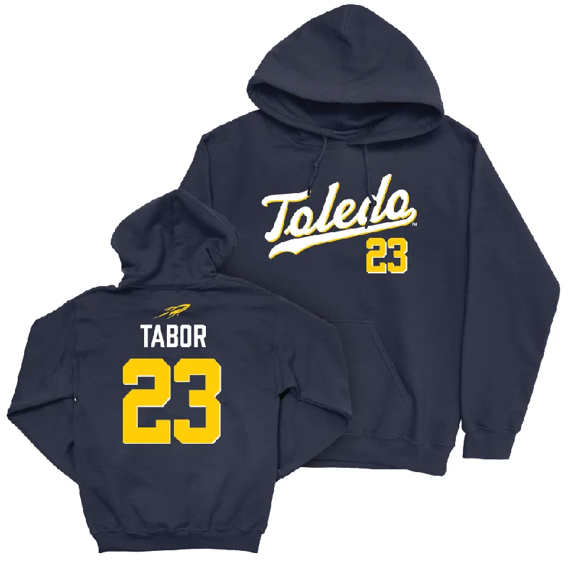 Soft Knit Hoodies-Toledo Baseball Navy Script Hoodie - Jacob Tabor | #23