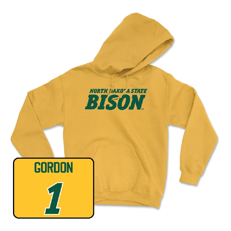 Custom Logo Hoodies-Gold Baseball Bison Hoodie - Noah Gordon