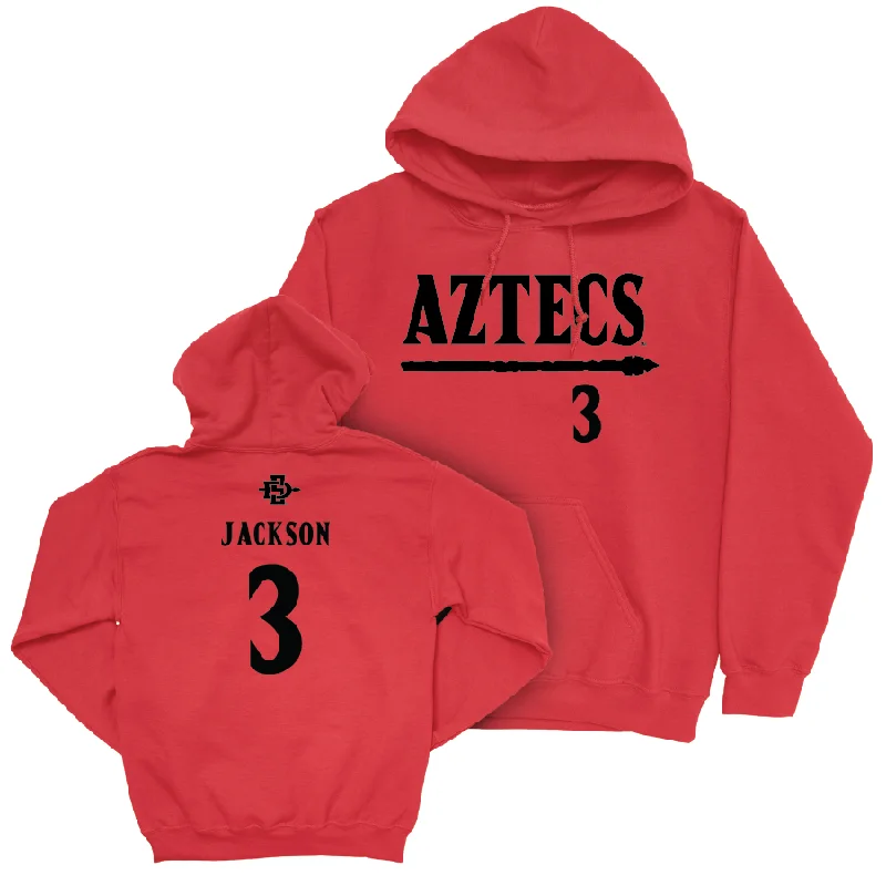 Casual Hoodies-SDSU Baseball Red Staple Hoodie - Jake Jackson #3