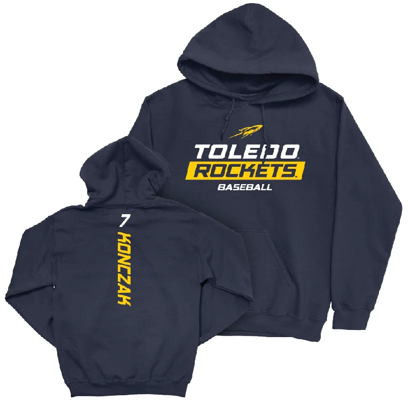 Streetwear Pullover Hoodies-Toledo Baseball Navy Rush Hoodie - Caden Konczak | #7